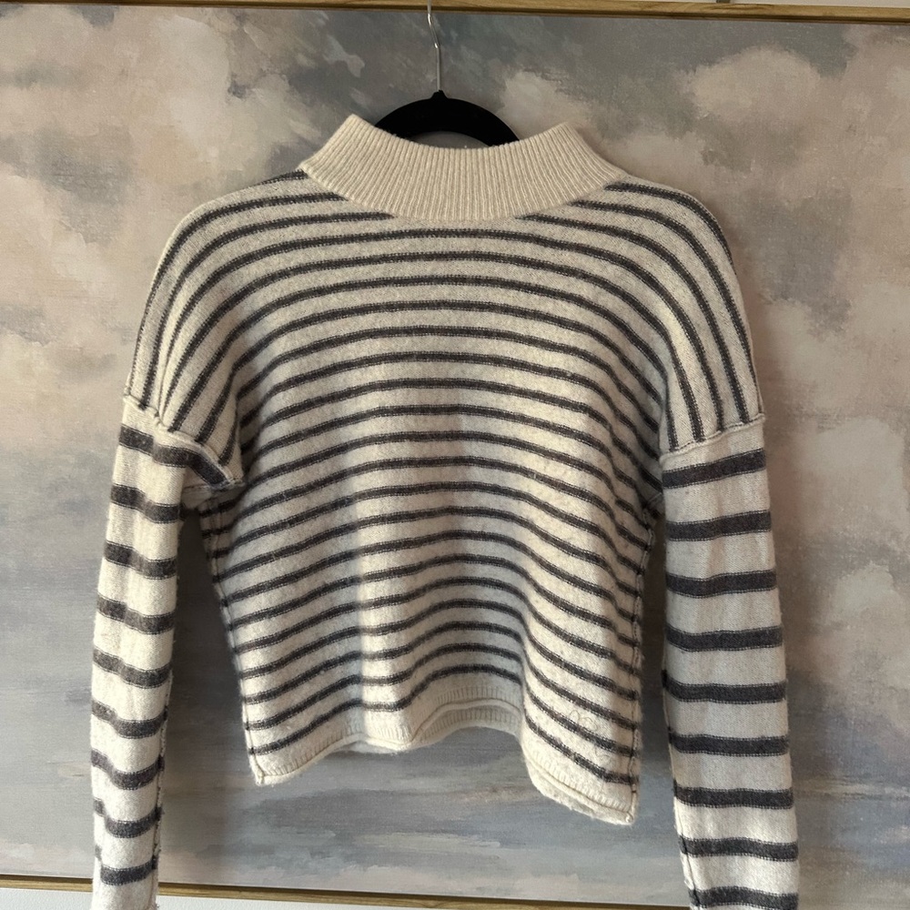 Madewell Navy and Cream Striped Turtleneck Sweater